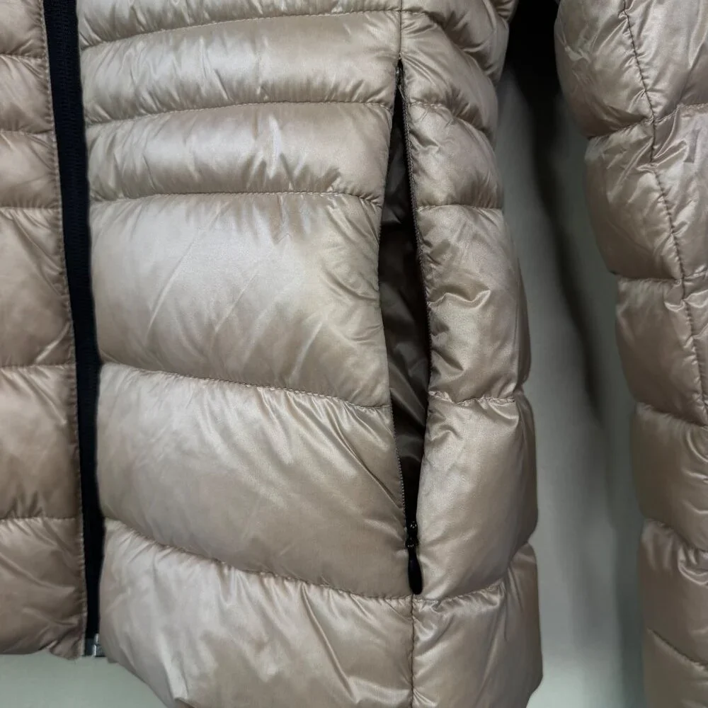 BCBG MAXAZRIA Champagne Puffer Jacket Womens S Hooded Packable Down BCBGMAXAZRIA - Picture 6 of 12
